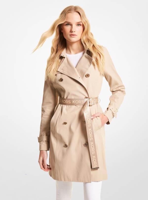Damske Kabáty Michael Kors Cotton Blend Trench Hnedožltý - Oblecenie Michael Kors Vypredaj | VTKUR-9413